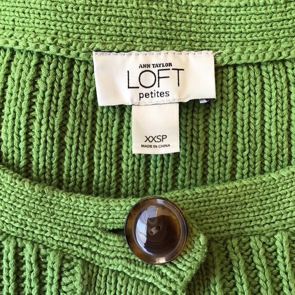 Ann Taylor Loft Green Button Down 3/4 Sleeve Sweater Size XXSP - Picture 3 of 3